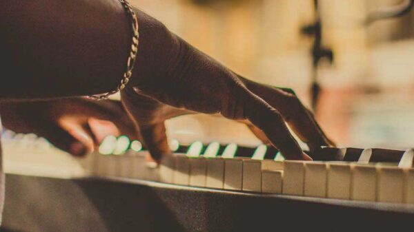 Person playing keyboard