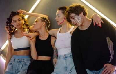 Four youths in make-up
